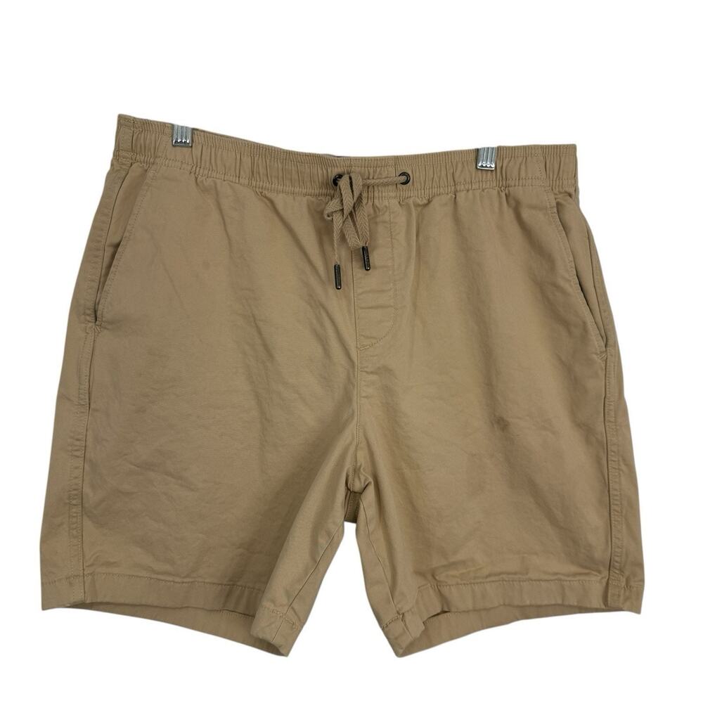 Gap Mens Elastic Waist Pull On Twill Shorts size Large Khaki 6" Inseam